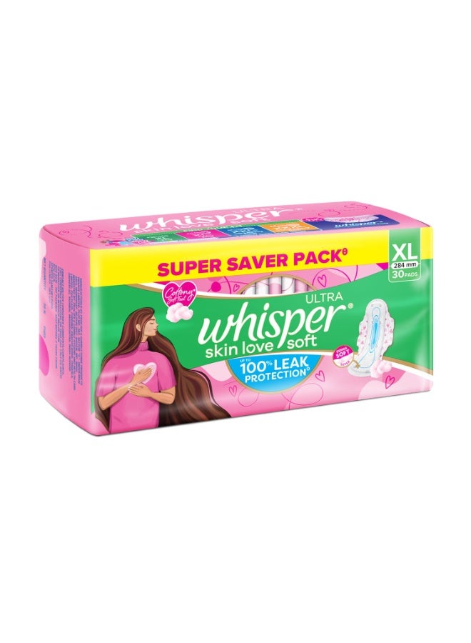Whisper Ultra Soft Sanitary Pads for Women, XL, 30 Napkins (Pack of 1) - Image 3